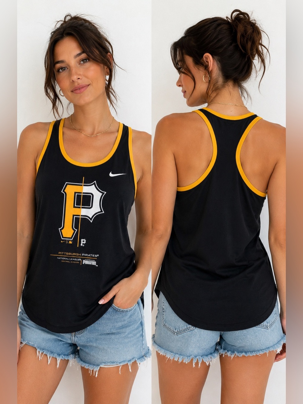 Nike Women’s Black and Gold Pittsburgh Pirates Racerback Tank Size M